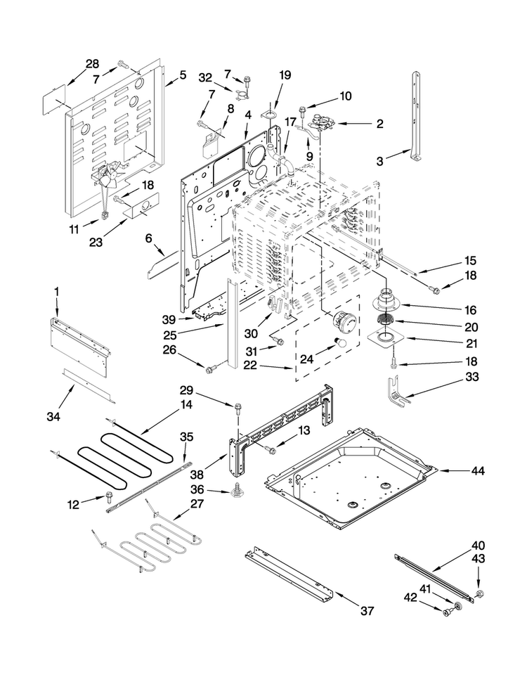 Chassis Parts Diagram and Parts List for MES5752BAS16  Maytag Range