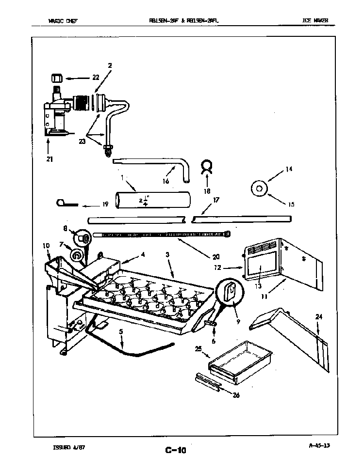 Ice Maker Diagram and Parts List for RB15EA-2AFL 5E30B Magic Chef Refrigerator