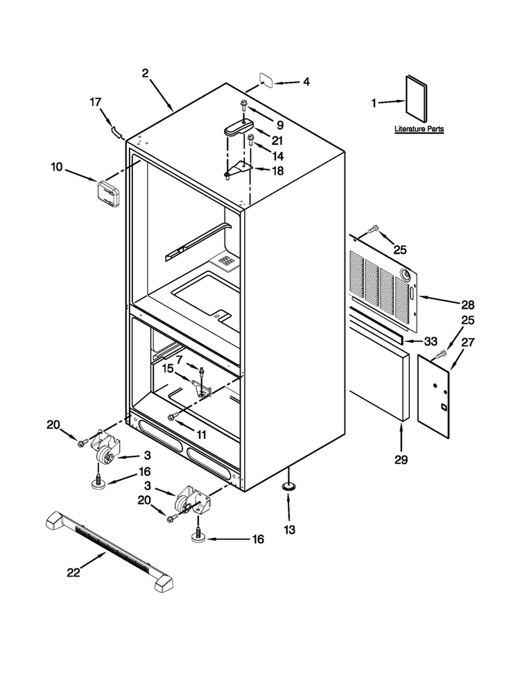 Cabinet Parts Diagram and Parts List for 5GBR22PRAA00  Maytag Refrigerator
