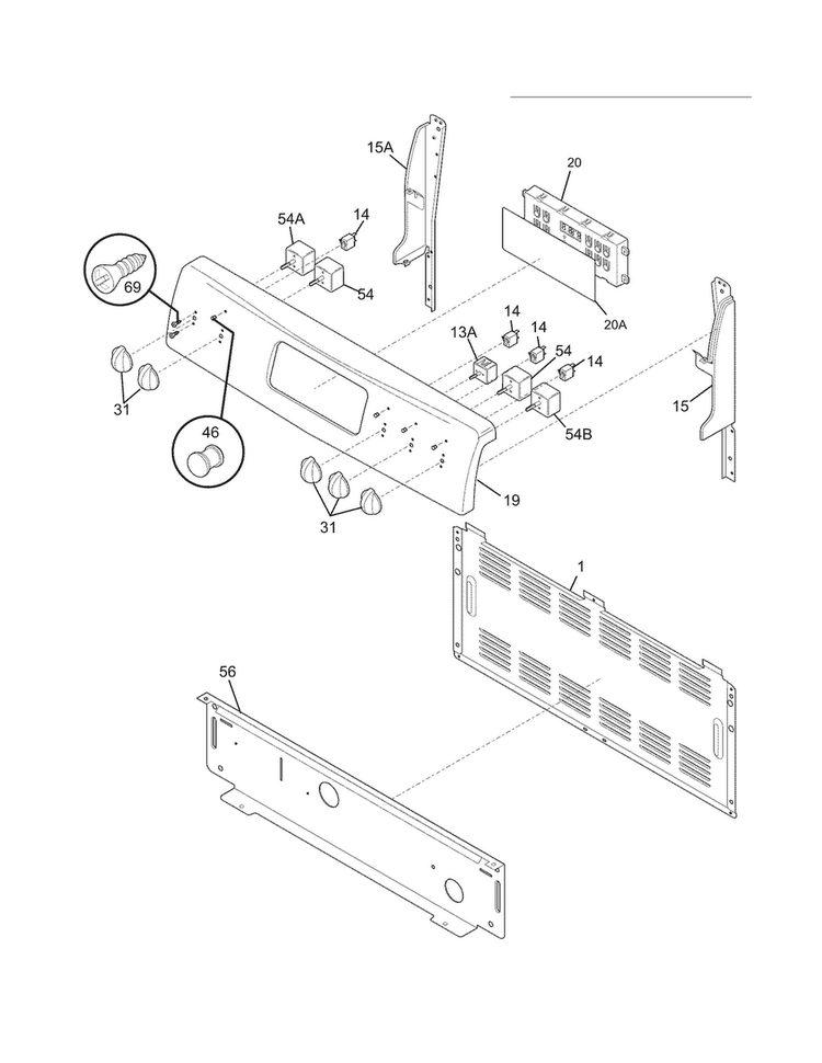 Backguard Diagram and Parts List for CRE3890LSH  Crosley Range