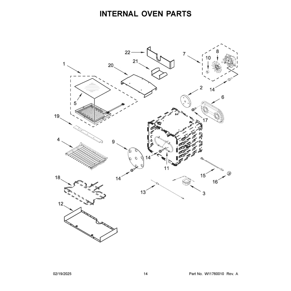 Internal Oven Parts Diagram and Parts List for JPIFC730RM00  Jenn-Air Range
