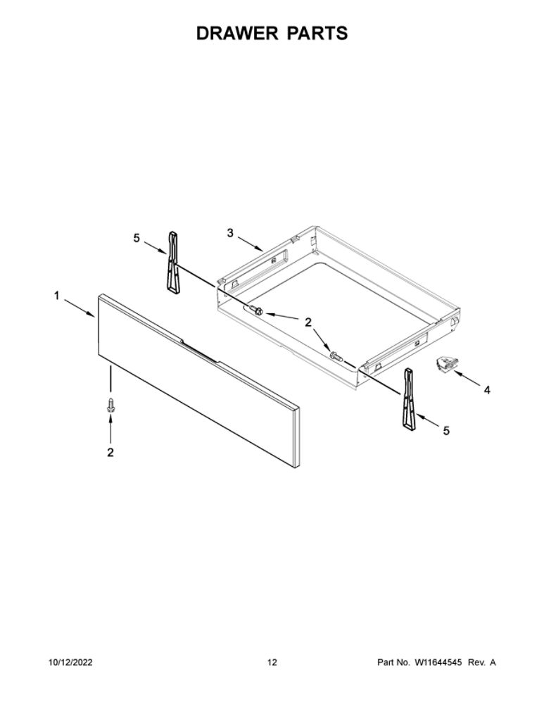 Drawer Parts Diagram and Parts List for MGR7700LZ4  Maytag Range