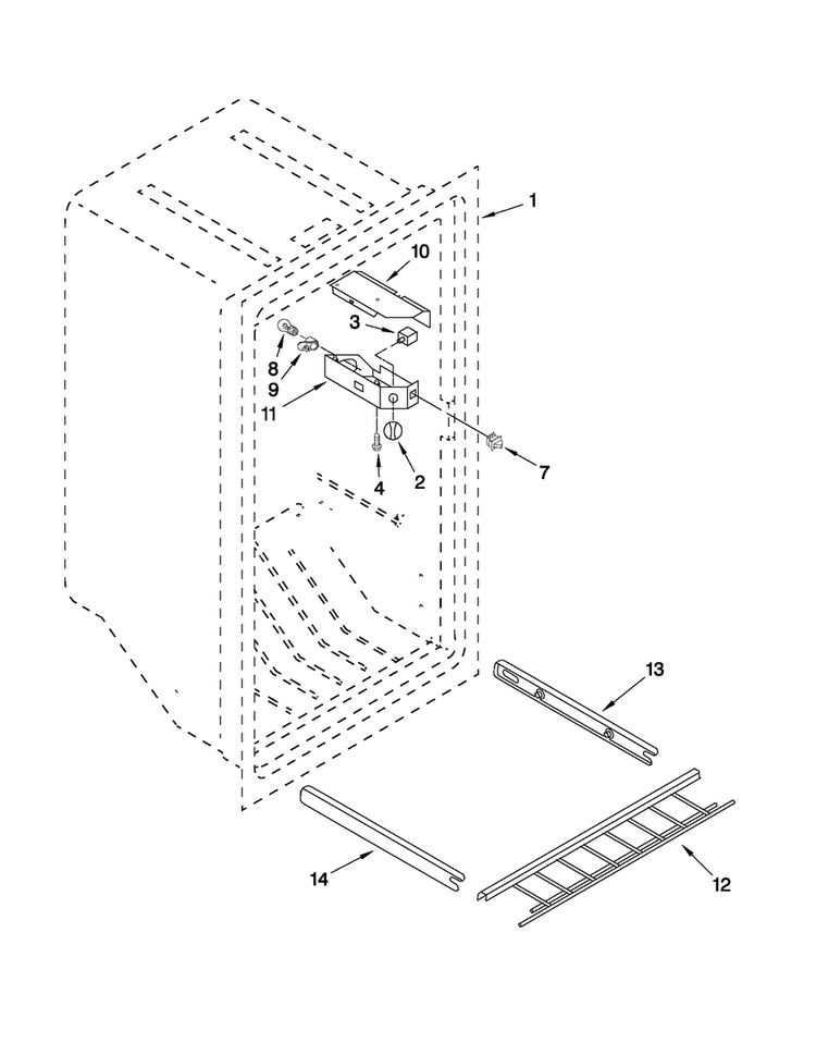 Liner Parts Diagram and Parts List for MQU1554TEW00  Maytag Freezer