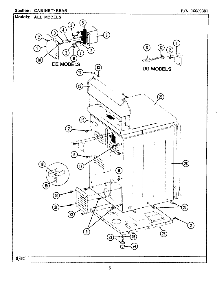 CABINET - REAR Diagram and Parts List for LDE7480ACW  Maytag Dryer