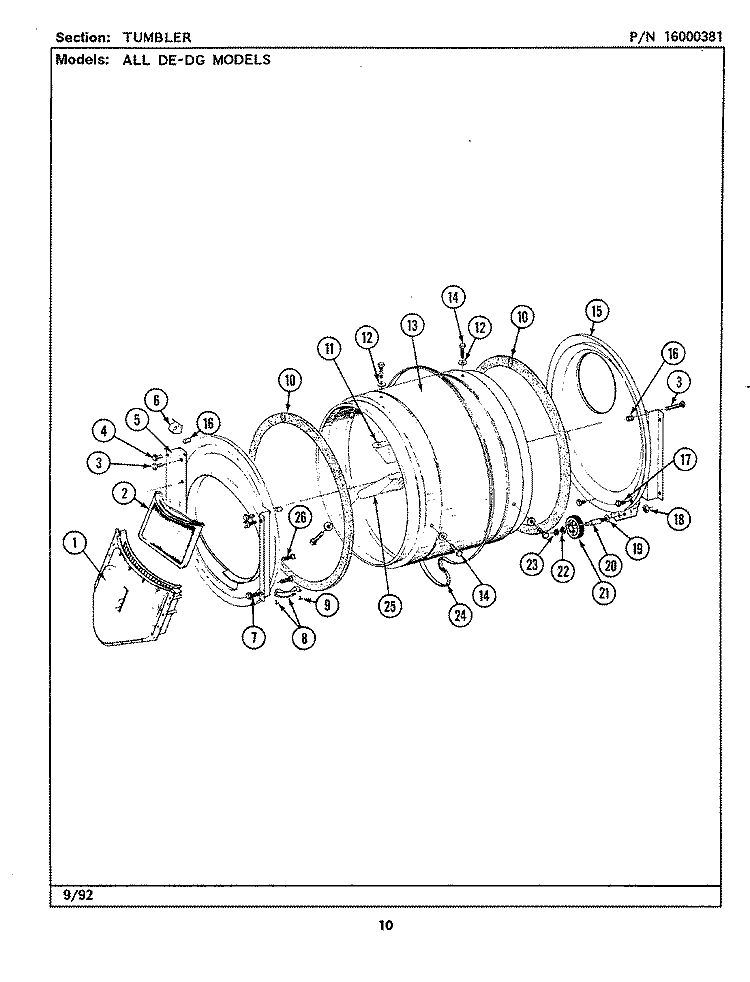 TUMBLER Diagram and Parts List for LDE7480ACW  Maytag Dryer