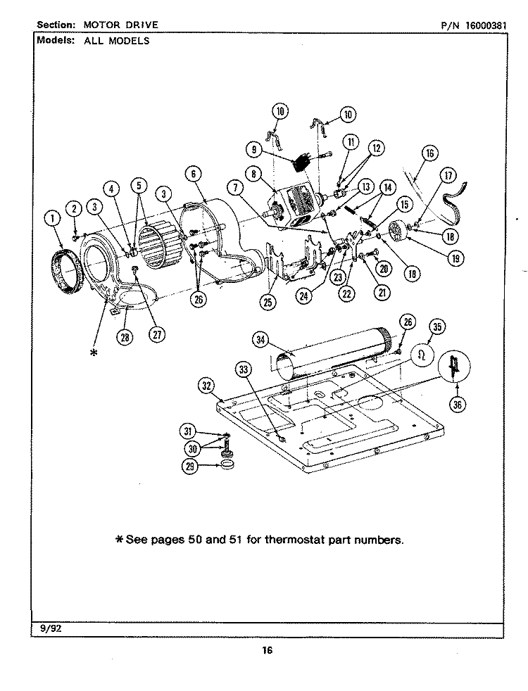 MOTOR DRIVE Diagram and Parts List for LDE7480ACW  Maytag Dryer