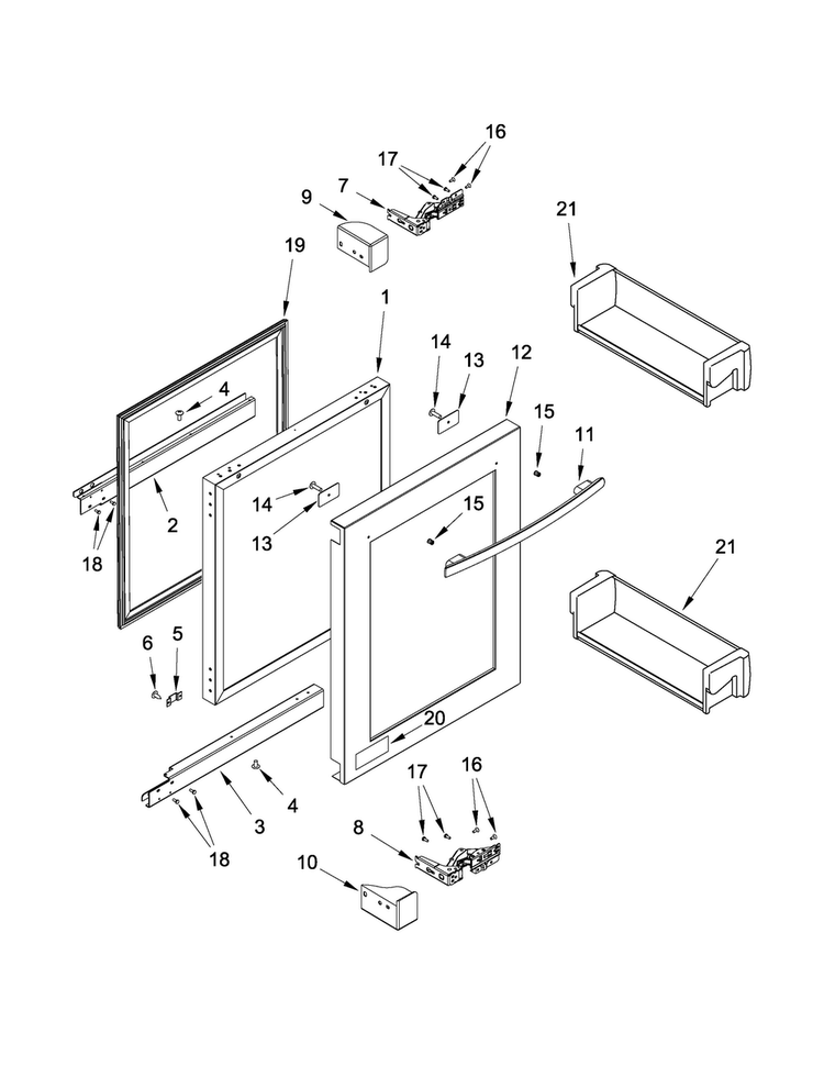Door Parts Diagram and Parts List for JUR24FLARS00  Jenn-Air Refrigerator