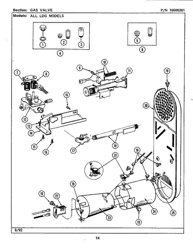 GAS VALVE Diagram and Parts List for LDG7480ABL  Maytag Dryer