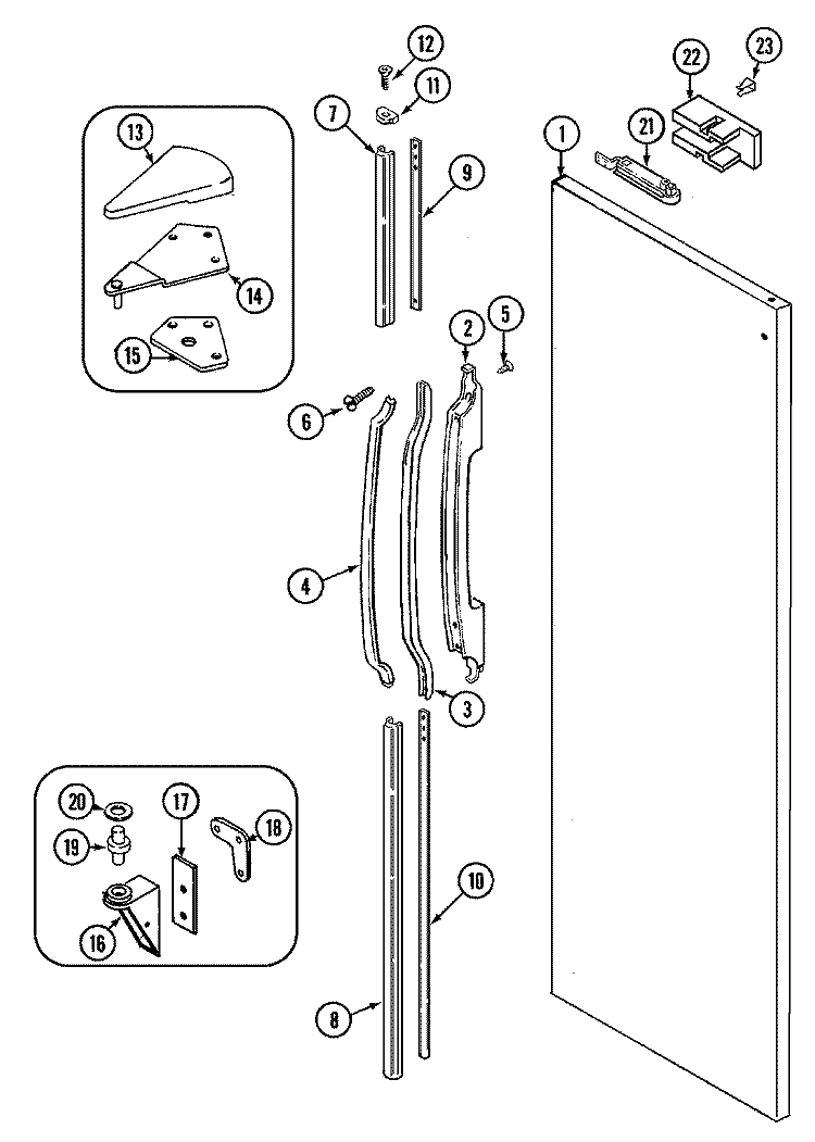 FRESH FOOD OUTER DOOR Diagram and Parts List for KGU6651  Maytag Refrigerator