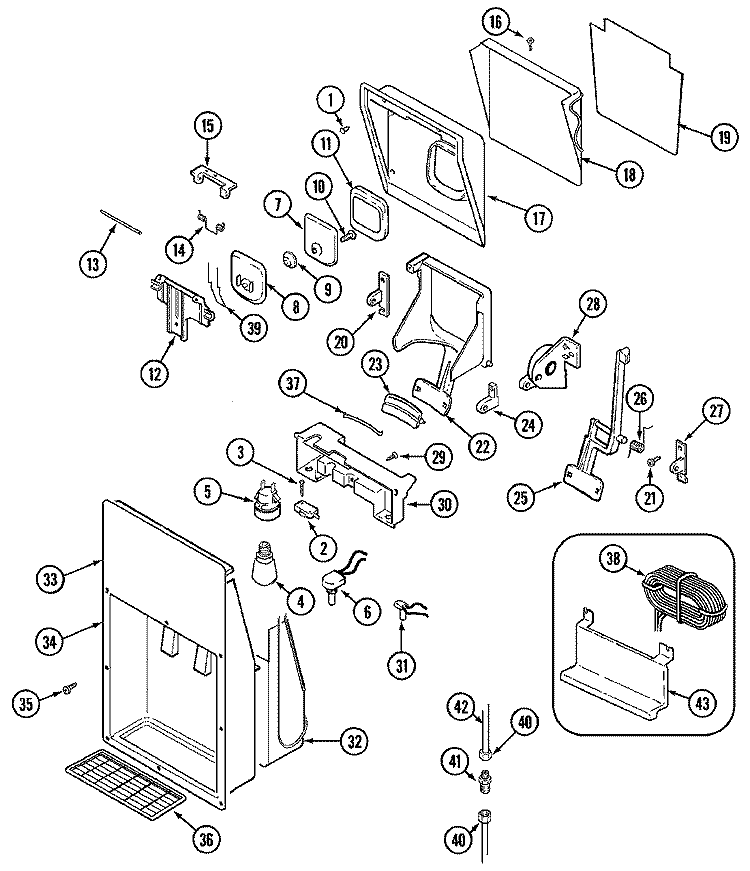ICE & WATER DISPENSER Diagram and Parts List for KG66U50  Maytag Refrigerator