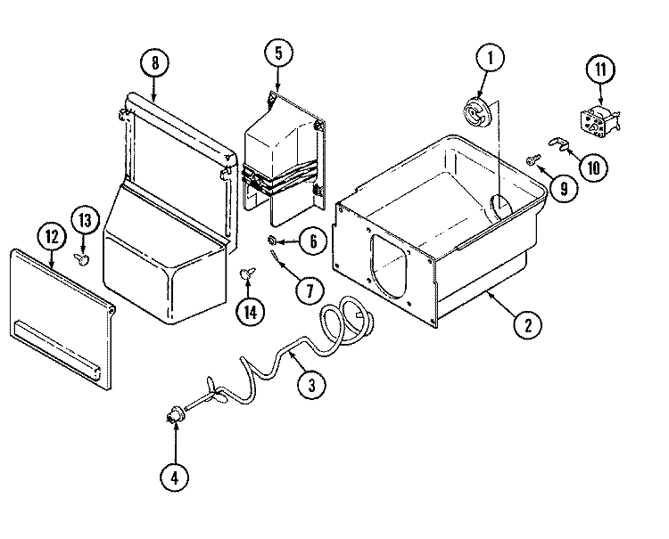 ICE BIN Diagram and Parts List for KG66U50  Maytag Refrigerator