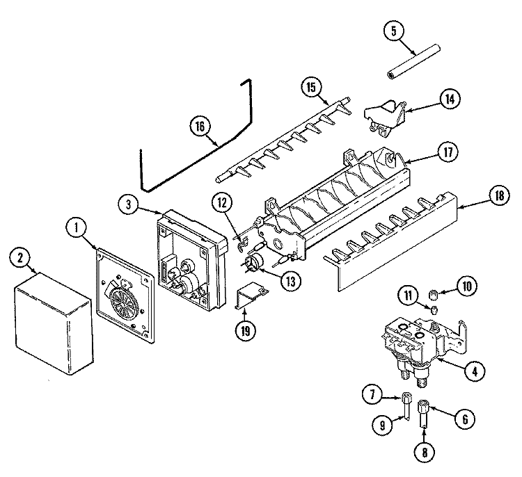 ICE MAKER Diagram and Parts List for KG66U50  Maytag Refrigerator