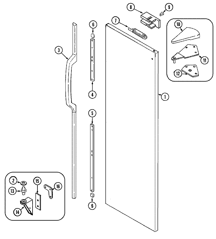 FRESH FOOD OUTER DOOR Diagram and Parts List for KG66U51  Maytag Refrigerator