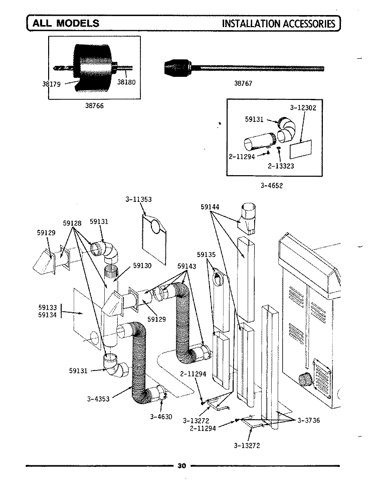 INSTALLATION ACCESSORIES Diagram and Parts List for DE210  Maytag Dryer
