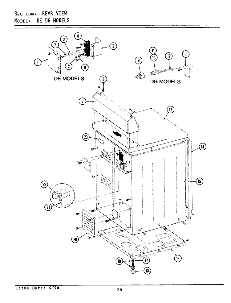 REAR VIEW Diagram and Parts List for LDE7800  Maytag Dryer