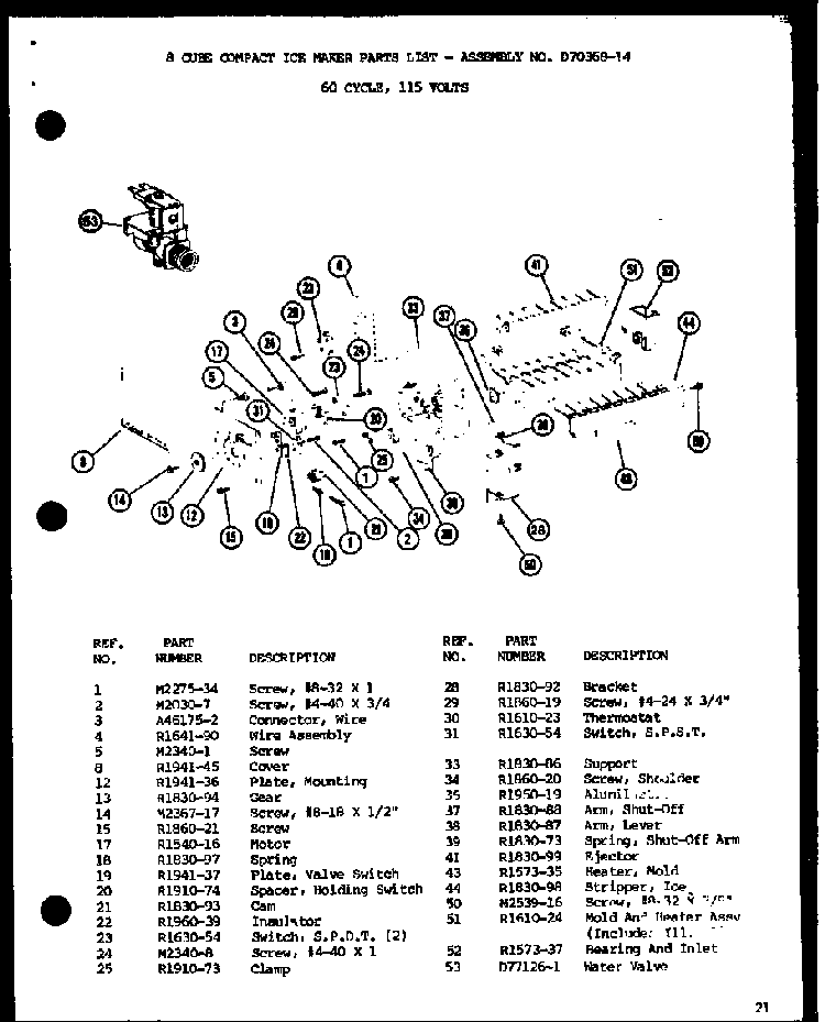 8 Cube Compact Ice Maker Diagram and Parts List for SL22GL-P7745508WL  Amana Refrigerator