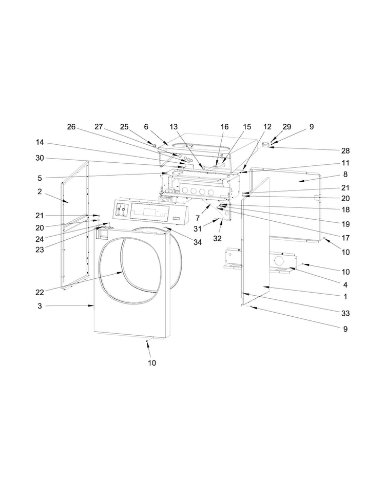 Cabinet Parts Diagram and Parts List for MXR55PNATS  Maytag Washer