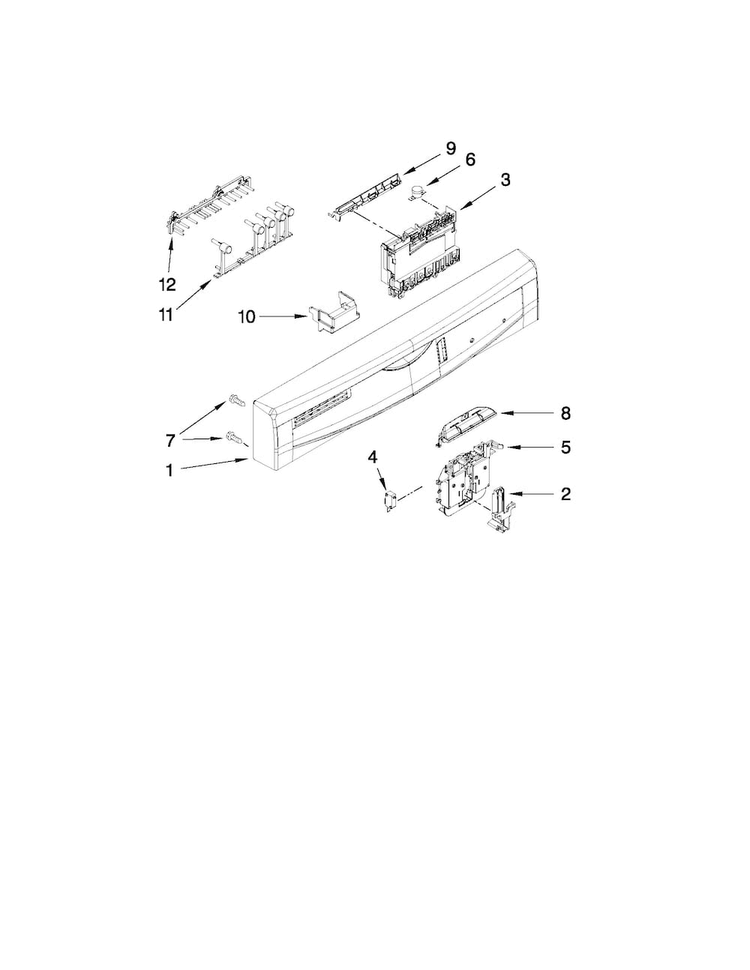 Control Panel And Latch Parts Diagram and Parts List for ADB1400AWB3  Amana Dishwasher