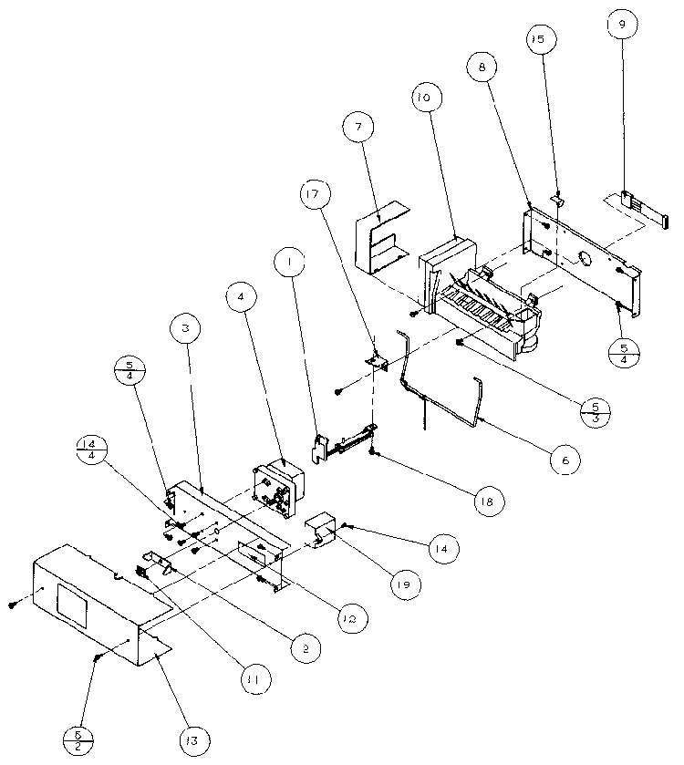 Ice Bucket And Ice Maker Diagram and Parts List for 36511-P1121603W  Amana Refrigerator