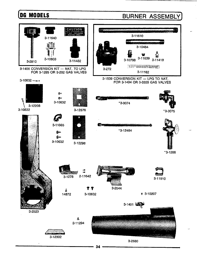 BURNER ASSEMBLY Diagram and Parts List for DG806  Maytag Dryer