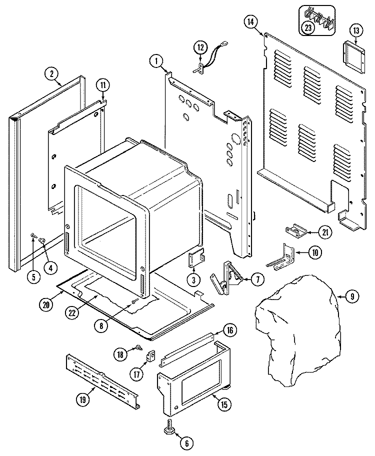 BODY - LOWER Diagram and Parts List for 7858XVA  Magic Chef Range