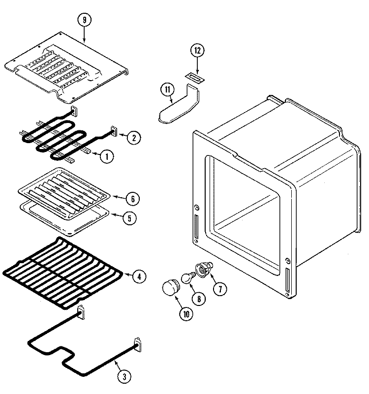 OVEN Diagram and Parts List for 5892VVV  Magic Chef Range