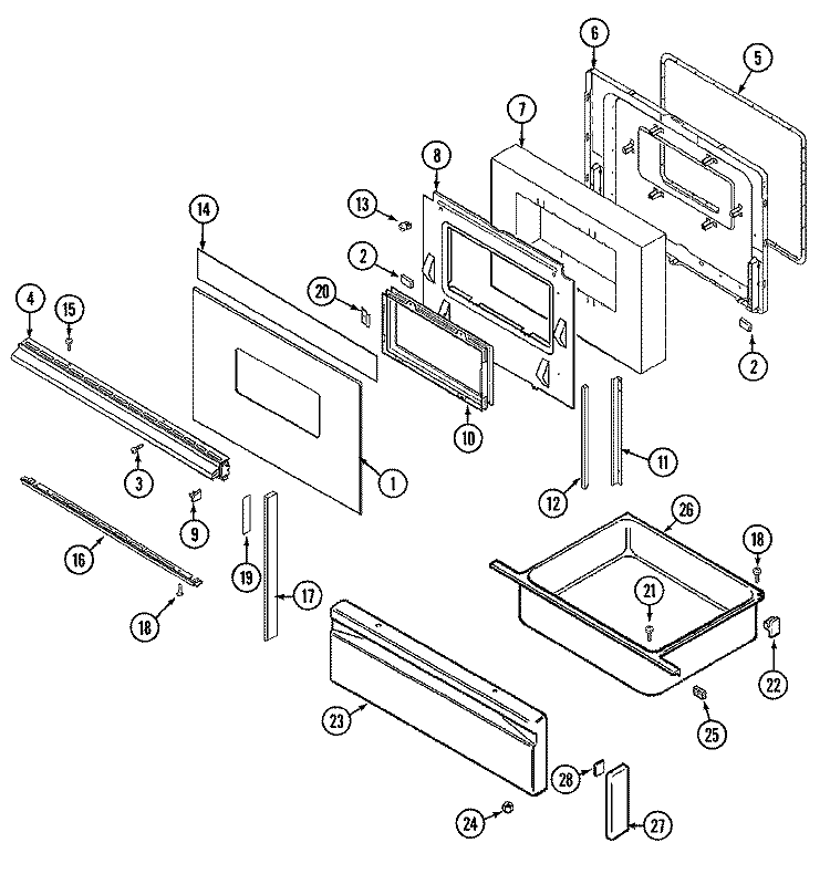 DOOR / DRAWER Diagram and Parts List for A3889VRV  Admiral Range