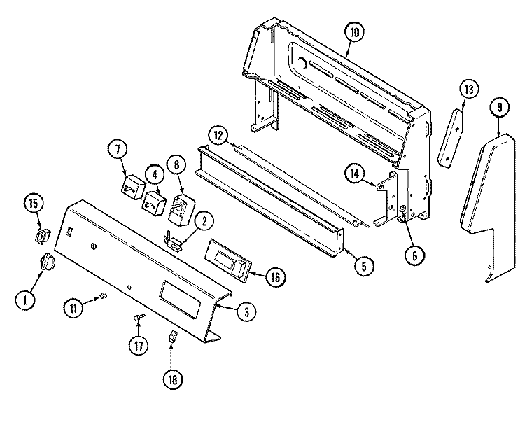 CONTROL PANEL Diagram and Parts List for 3527XRA  Magic Chef Range