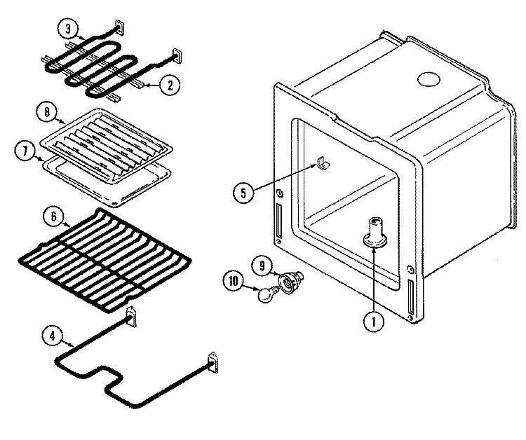 OVEN Diagram and Parts List for 3621WRW  Magic Chef Range