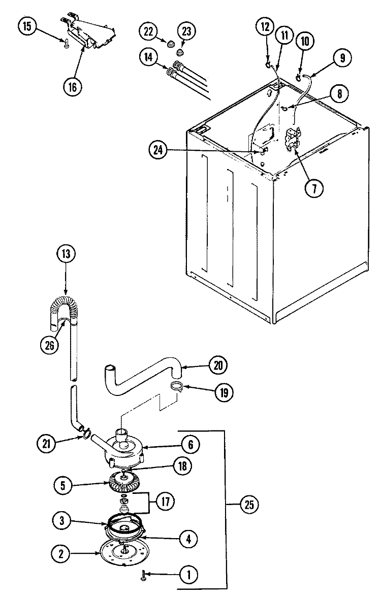 MOTOR & PUMP Diagram and Parts List for LWN204A  Norge Washer
