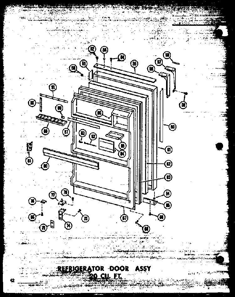 Refrigerator Door Assy 20 Cu. Ft. Diagram and Parts List for T16W-P60303-53W  Amana Refrigerator