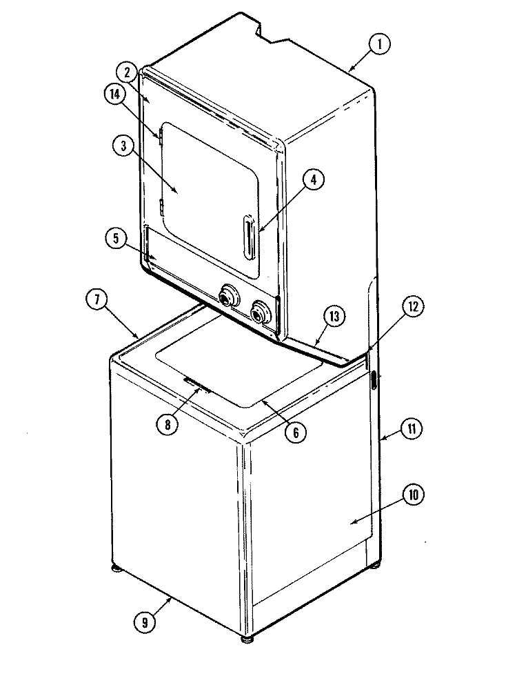 FRONT Diagram and Parts List for LSE7800AGE  Maytag Washer Dryer Combo