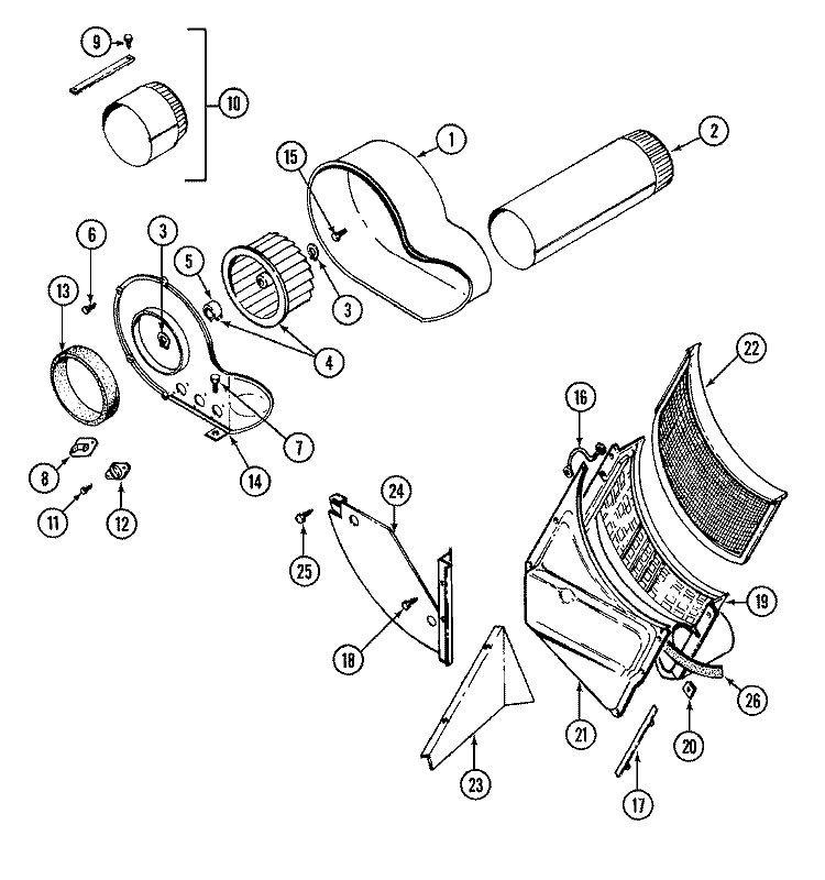 BLOWER & LINT SCREEN Diagram and Parts List for LSE7800AGE  Maytag Washer Dryer Combo