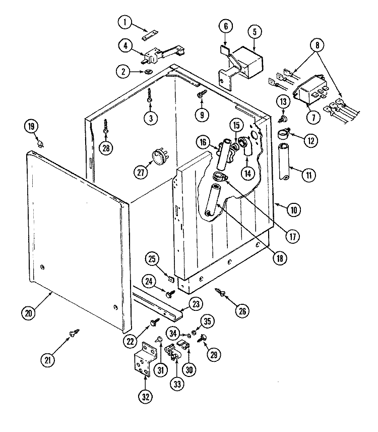 CABINET Diagram and Parts List for LSE7800AGE  Maytag Washer Dryer Combo