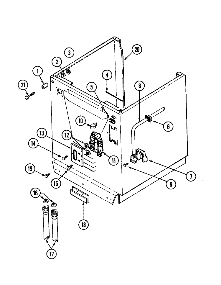 CABINET - REAR Diagram and Parts List for LSE7800AGE  Maytag Washer Dryer Combo