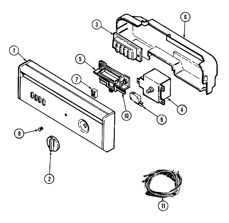 CONTROL PANEL Diagram and Parts List for DWU7400BAX  Maytag Dishwasher