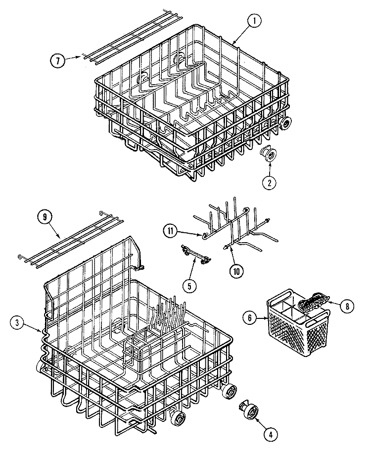 RACKS Diagram and Parts List for DWU8270ABE  Maytag Dishwasher