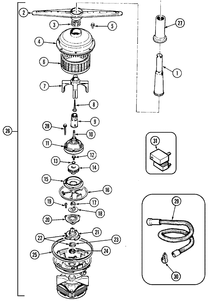 PUMP & MOTOR Diagram and Parts List for DWU7300AAX  Maytag Dishwasher