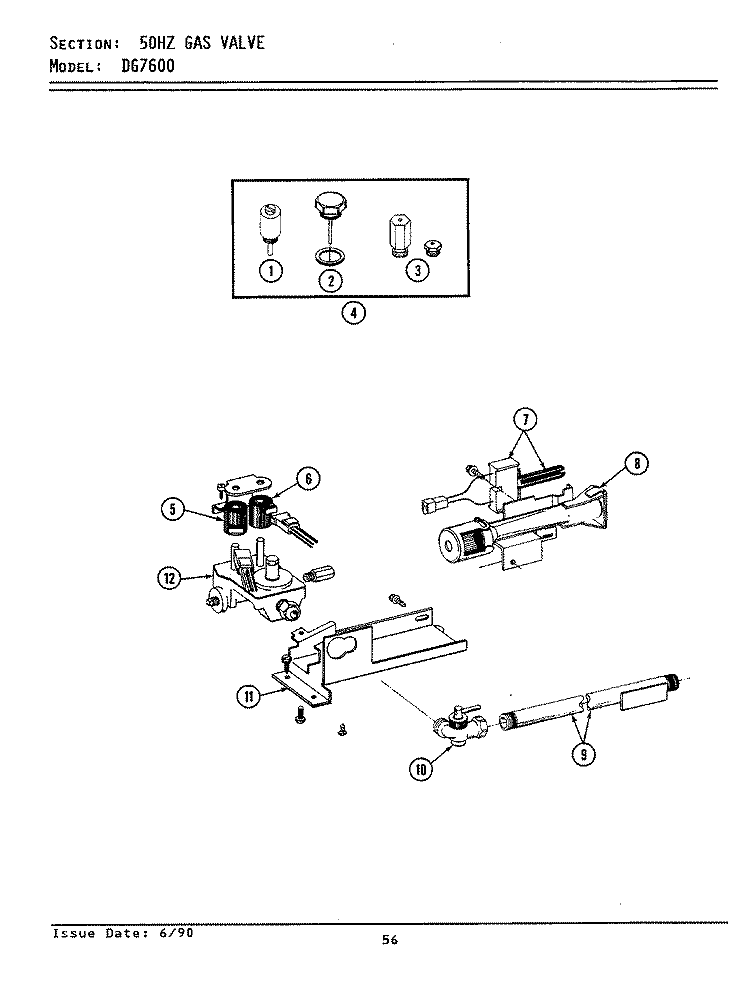 GAS VALVE (50HZ) Diagram and Parts List for GDG7600  Maytag Dryer