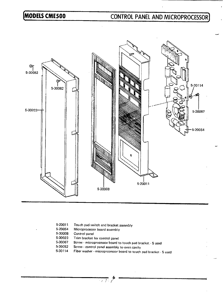 CONTROL PANEL & MICROPROCESSOR (CME500) Diagram and Parts List for CME500  Maytag Microwave