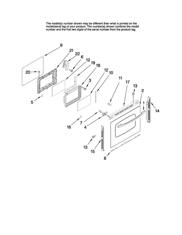 Lower Door Parts Diagram and Parts List for MER6875BAF17  Maytag Range
