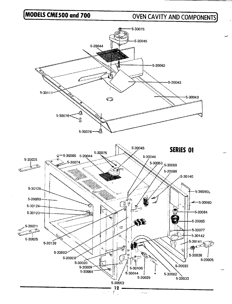 OVEN CAVITY & COMPONENTS (PRIOR TO 01) Diagram and Parts List for CME400  Maytag Microwave