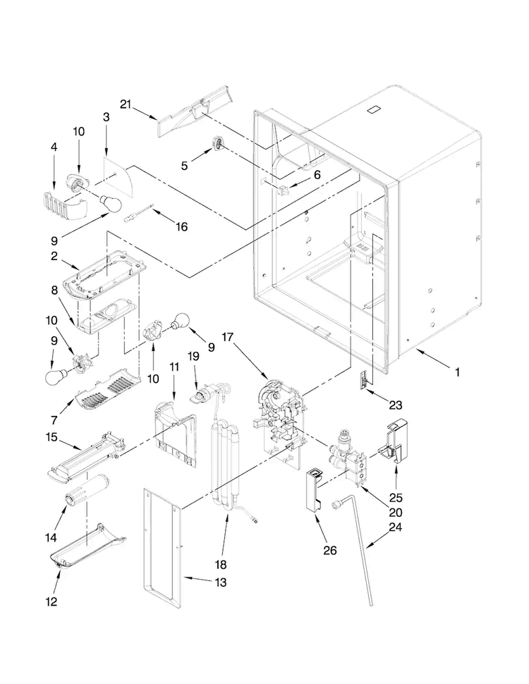 Refrigerator Liner Parts Diagram and Parts List for MFI2569VEB2  Maytag Refrigerator