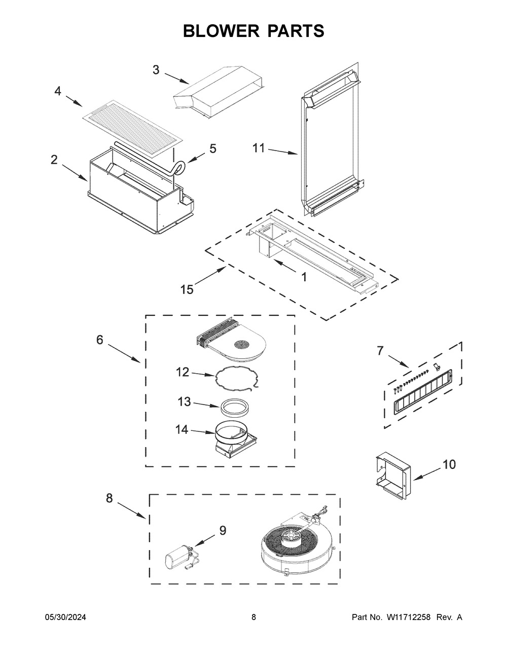 Blower Parts Diagram and Parts List for JDS1750ML1  Jenn-Air Range