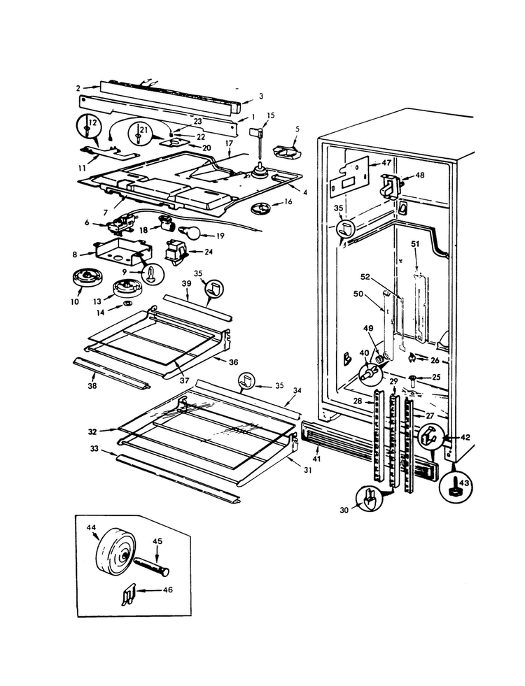 Fresh Food Compartment Diagram and Parts List for NT23K9A-9A69A  Admiral Refrigerator