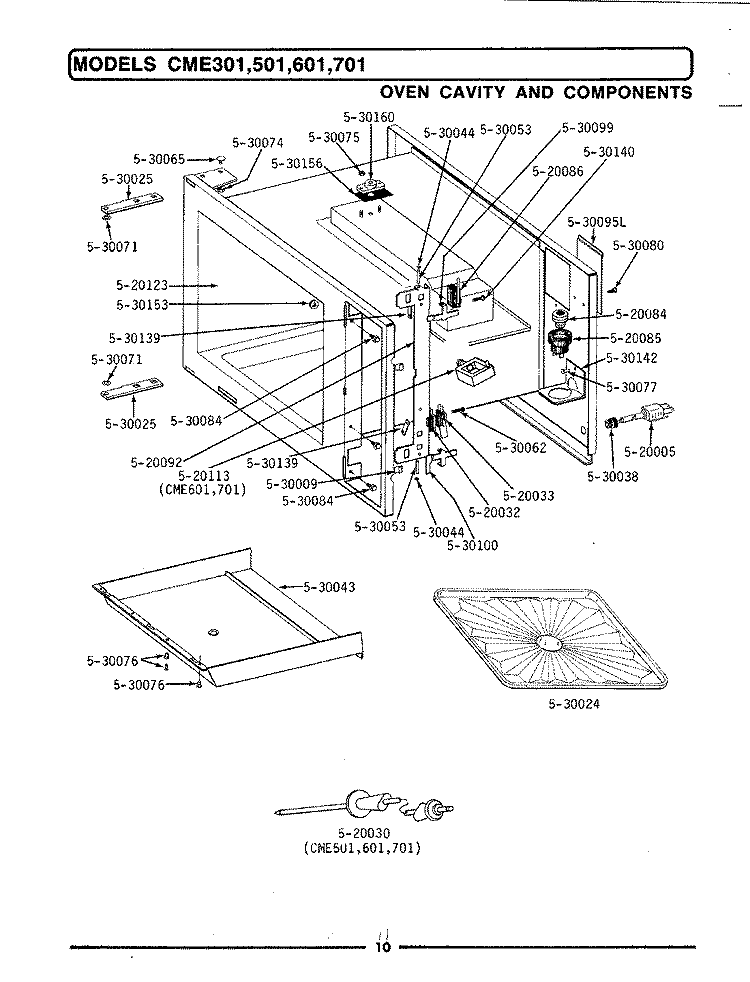 OVEN CAVITY & COMPONENTS Diagram and Parts List for CME701  Maytag Microwave
