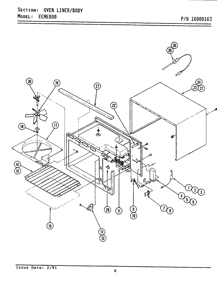 OVEN LINER - BODY (ECME800) Diagram and Parts List for ECME800  Maytag Microwave