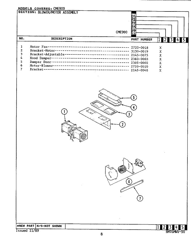 BLOWER MOTOR ASSEMBLY Diagram and Parts List for CME900  Maytag Microwave