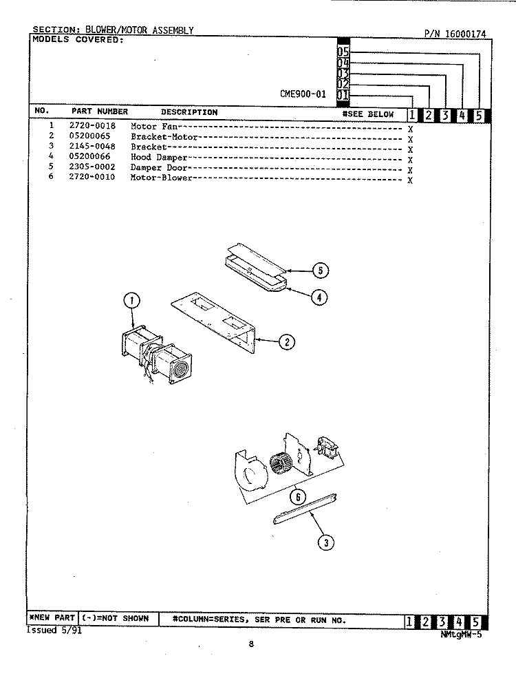BLOWER MOTOR ASSEMBLY (CME900 - 01) Diagram and Parts List for CME900  Maytag Microwave