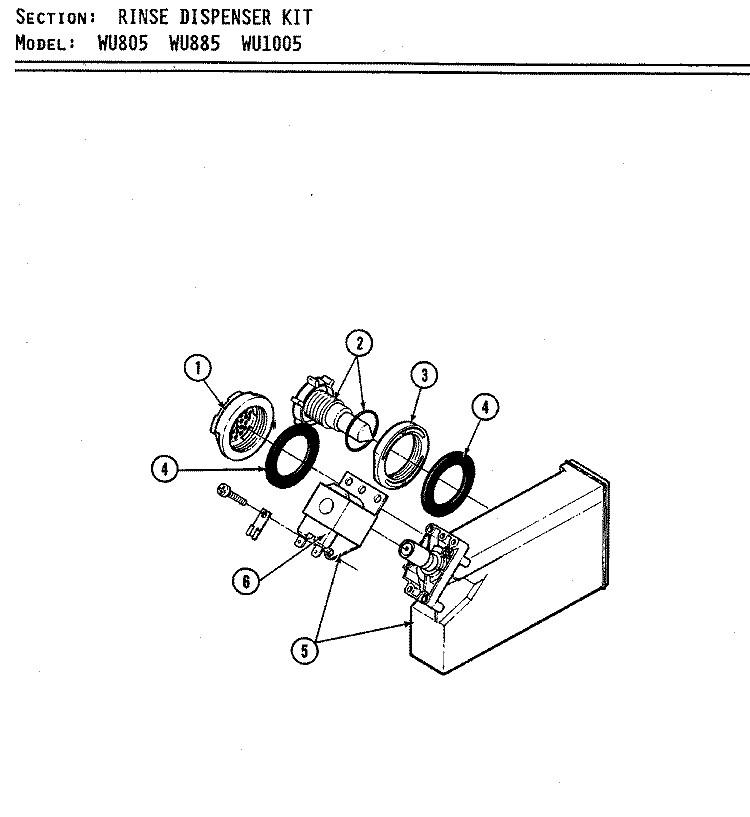 RINSE DISPENSER KIT Diagram and Parts List for WU885  Maytag Dishwasher